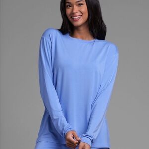 Elegant Sky Blue Long Sleeve Women's Top